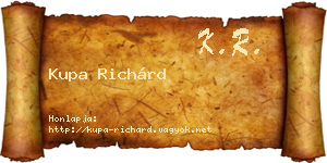 Kupa Richárd névjegykártya